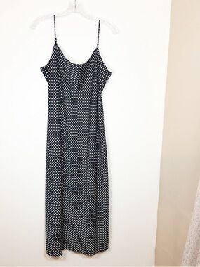J. Crew Black and White Polka Dot Maxi Slip Dress